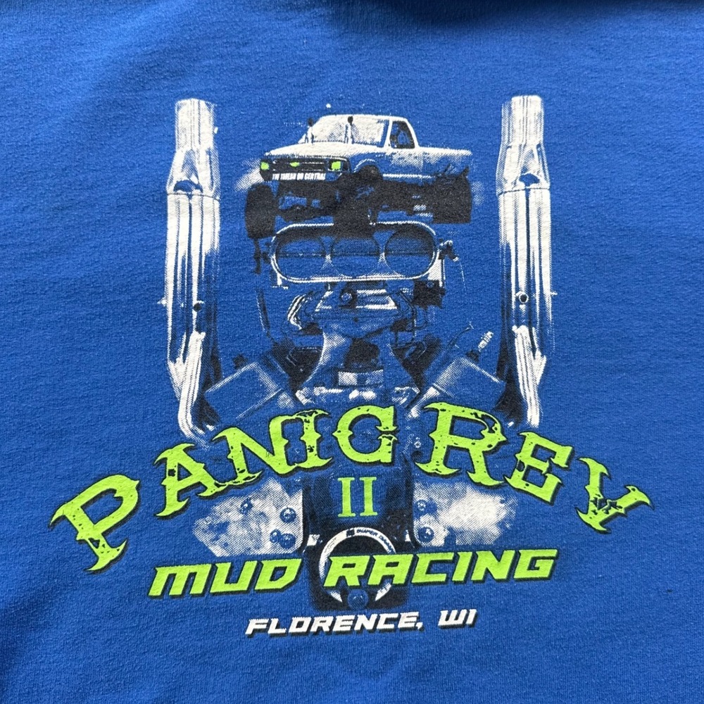Panic Rev II Mud Racing Hoodie Royal Blue Roys Boys Racing Chevy Mens XL - Picture 3 of 7